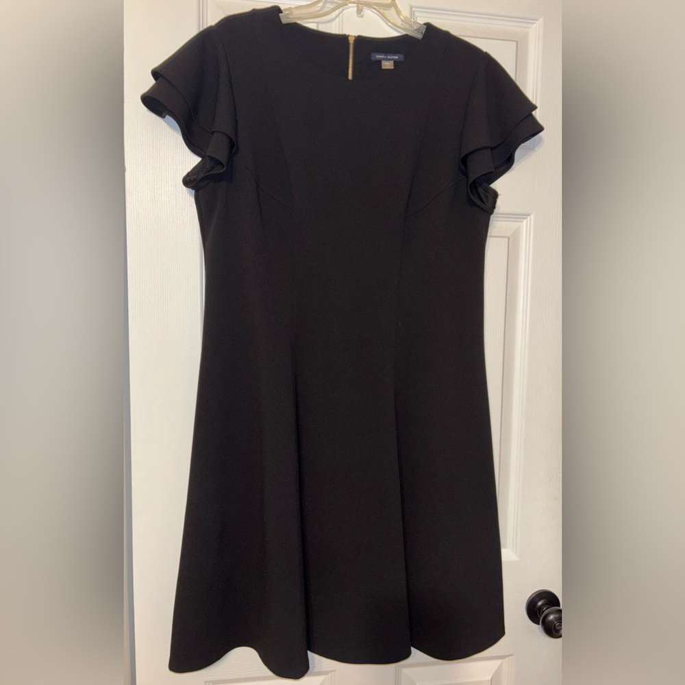 Elegant Black Ruffle Sleeve Dress